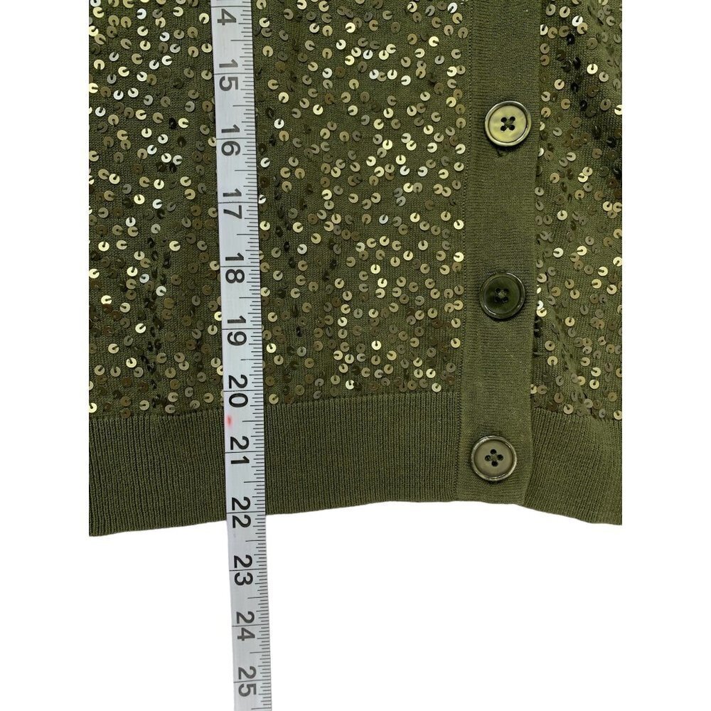 Talbots Women's Mean Green Sequin Top - Picture 7 of 7